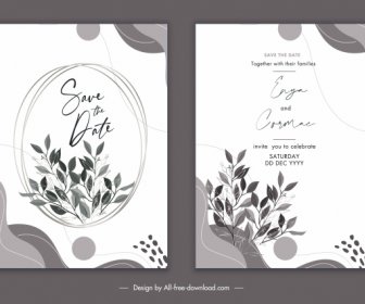 Wedding Card Templates Elegant Classical Leaves Decor