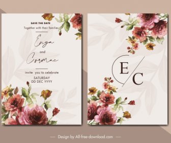 Wedding Card Templates Elegant Colorful Botanical Decor