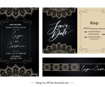 шаблоны свадебных открыток элегантные темные классические кружевные элементы