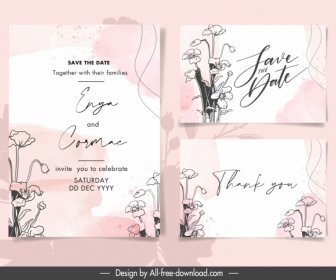 Wedding Card Templates Elegant Handdrawn Floras Decor