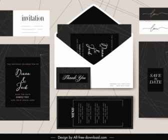 Wedding Card Templates Elegant Plain Dark Bright Decor