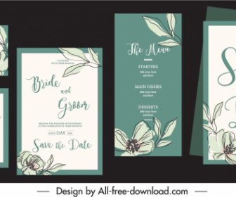 Wedding Card Templates Handdrawn Botany Decor