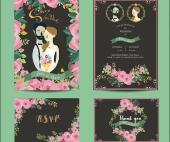Wedding Card Templates Red Roses Groom Bride Decoration