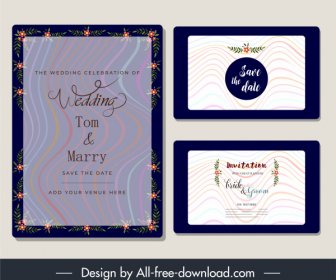 Wedding Card Templates Sparkling Dynamic Curved Lines Decor