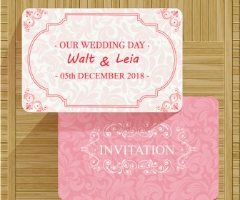 Wedding Card Vector Illustration With Classical Pink Background