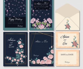 結婚式のカード封筒テンプレートエレガントな花の装飾