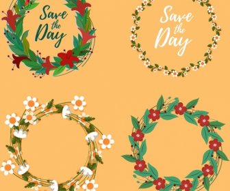Wedding Design Elements Classical Floral Wreath Icons