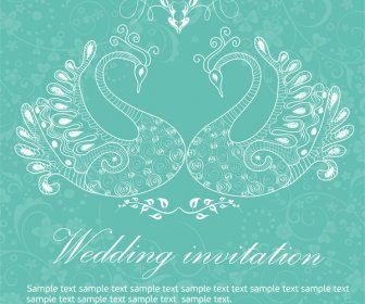 結婚式招待状の背景の孔雀
