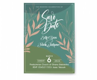 wedding invitation card template elegant classical leaves decor