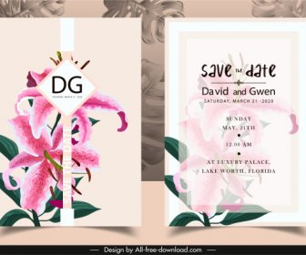 Hochzeit Einladung Karte Vorlage Elegante Lilie Blütenblätter Dekor