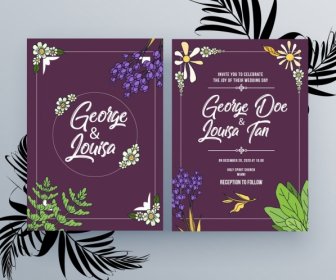 Undangan Kartu Template Desain Violet Alami Dekorasi Pernikahan