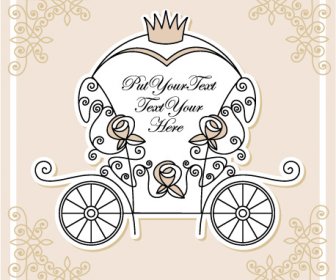 Wedding Invitation With Carriage Design Vector