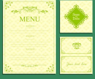 Wedding Menu Template Green Design Classical Curves Decor