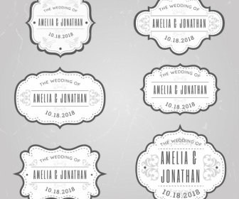 Wedding Tags Templates Classical Rounded Decor