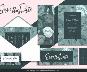 Wedding Templates Classical Flat Floral Sketch