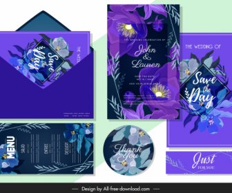 Wedding Templates Elegant Dark Violet Decor Flower Decor