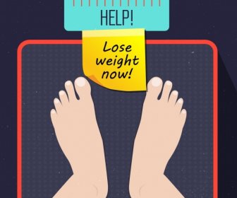 Weight Loss Banner Feet Balance Icons