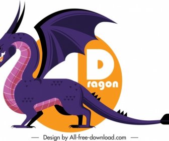 Bosquejo De Color De Dibujos Animados Icono Dragon Occidental