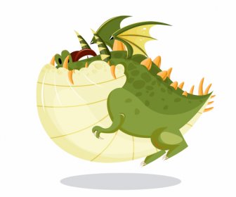 Western Dragon Icon Fat Sketch Funny Cartoon Character