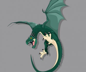Western Dragon Icon Fierce Gesture Green Decor