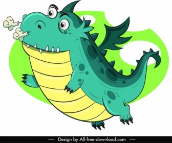 Western Dragon Icon Flying Sketch Cute Cartoon Character