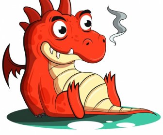 Western Dragon Icon Funny Cartoon Character Sketch