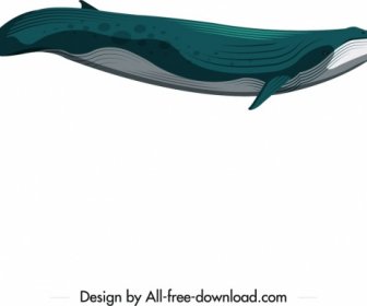 Conception Bleue De Mouvement De Décor Blanc D'icône D'animal De Baleine