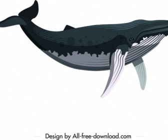 Baleine Animal Icône Couleur Dessin Animé Croquis
