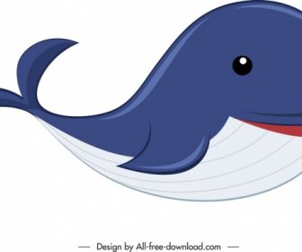 Ikona Kreskówka Rysunek Wieloryb Zwierzę ładny
