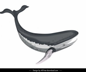 ปลาวาฬว่ายน้ำร่างดำขาวออกแบบไอคอน