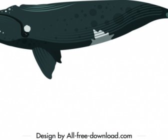 Wal-Ikone Auf Dem Kopf Schwimmen Skizze