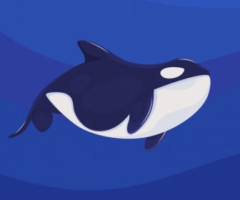 Pintura Da Baleia Esboço Da Criatura Da Natação Azul Branco Decoração