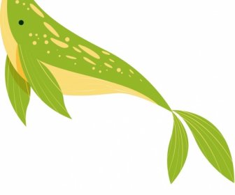 whale painting swimming gesture bright green decor