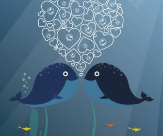 Wale Paar Herz Luftblasen Hintergrunddekoration