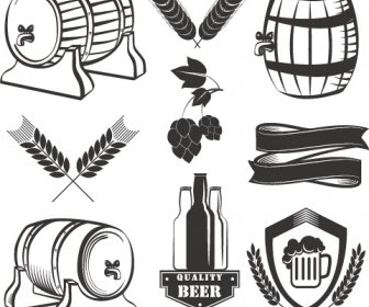 Wheat Beer Retro Labels Vector Set