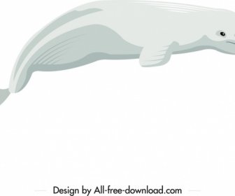 White Dolphin Icon Cute Cartoon Sketch