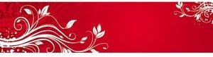 White Floral Art Pattern On Red Banner Vector