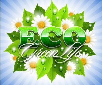 bunga putih dengan eco vector latar belakang