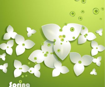 White Flowers With Green Background