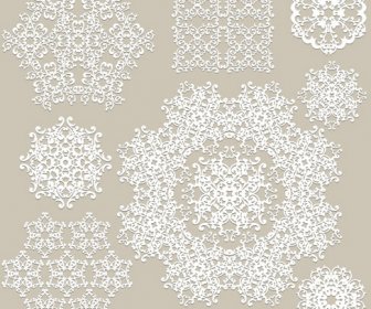 White Lace Ornaments Snowflake Vectors