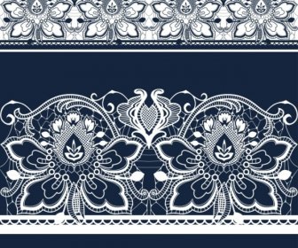 White Lace With Blue Background Vector