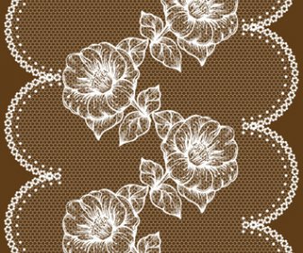 White Lace With Flower Design Vector