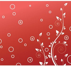White Ornament Floral Pattern Design On Red Vector