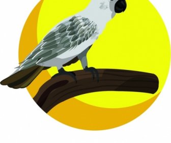 Biały Charakter Ikona Kreskówka Korona Papuga
