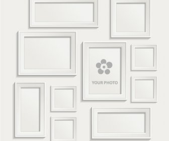 Bingkai Foto Putih Set Vektor