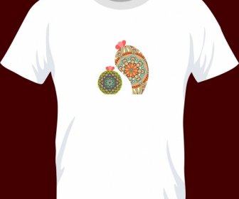 Camiseta De Diseño Decoracion Blanco Patron De Flores De Cactus