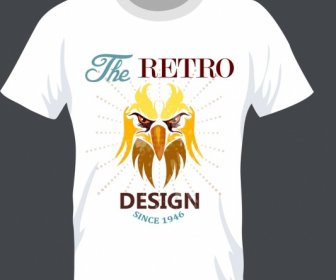 Tshirt Putih Desain Eagle Kepala Ikon Kata Dekorasi
