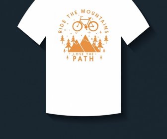 Biały Tshirt Projektowania Rower Górski Ikon Dekoracji