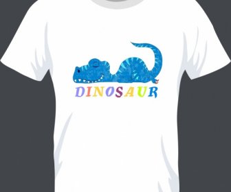 Tshirt Putih Template Dinosaurus Ikon Dekorasi