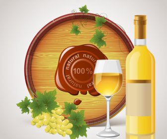 Bouteille De Vin Blanc En Verre Baril